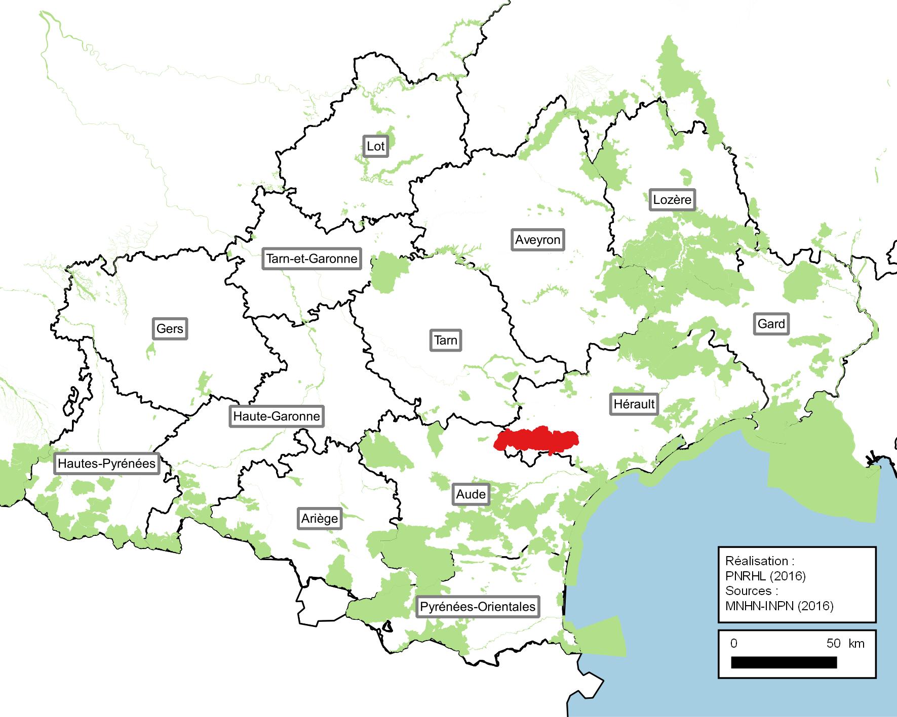 Carte des sites Natura 2000 en Occitanie